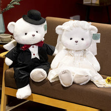 Load image into Gallery viewer, Cute Wedding Couple Teddy Bears with Formal Bridal Attire
