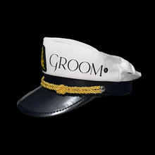 Load image into Gallery viewer, Nautical Bride and Groom Captain Sailor Hats for Bridal Couple Couple Gift
