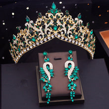Load image into Gallery viewer, Highness Luxury Tiara and Earrings Set - Assorted Colors Available - Bridal  Crown- Quinceanera
