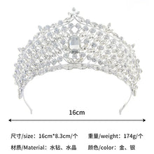 Load image into Gallery viewer, Rows of Crystal Baroque Tiara - for Quinceanera or Bridal Crown with Earrings
