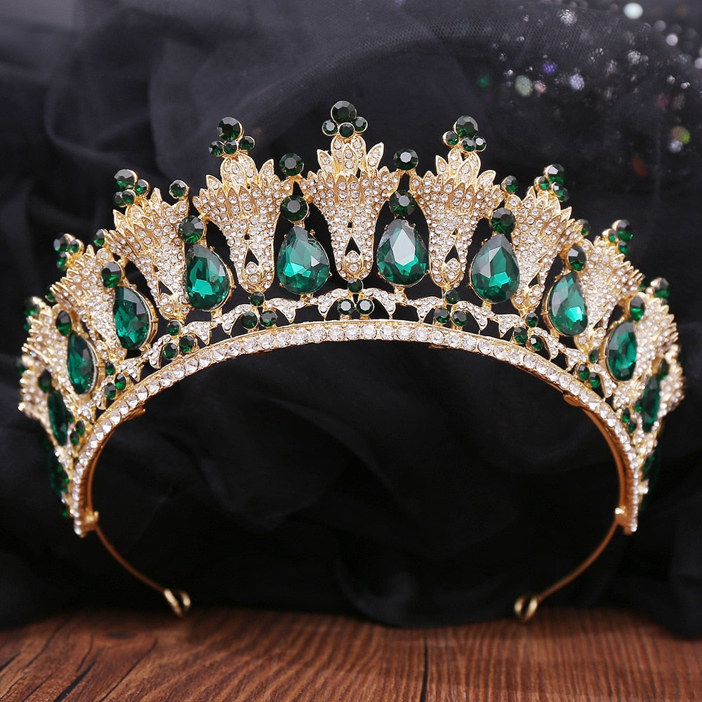 Baroque Stately Luxury Crown-Tiara-Quinceanera-Bridal-Wedding Hair Accessories and Jewelry