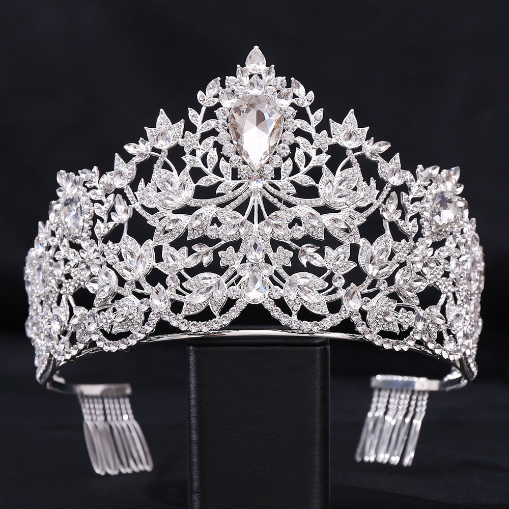 Royal European Queen Luxury Crystal Crown with Large Rhinestones