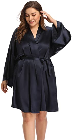 Small to Plus Size Bridesmaids Silk Robes in Assorted Colors and Short and Long Lengths