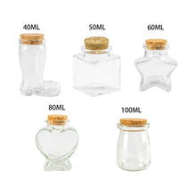 Load image into Gallery viewer, Clear Small Glass Bottle Container with Cork for Decorations- Party Favors- Crafts - Lot of Six Pieces
