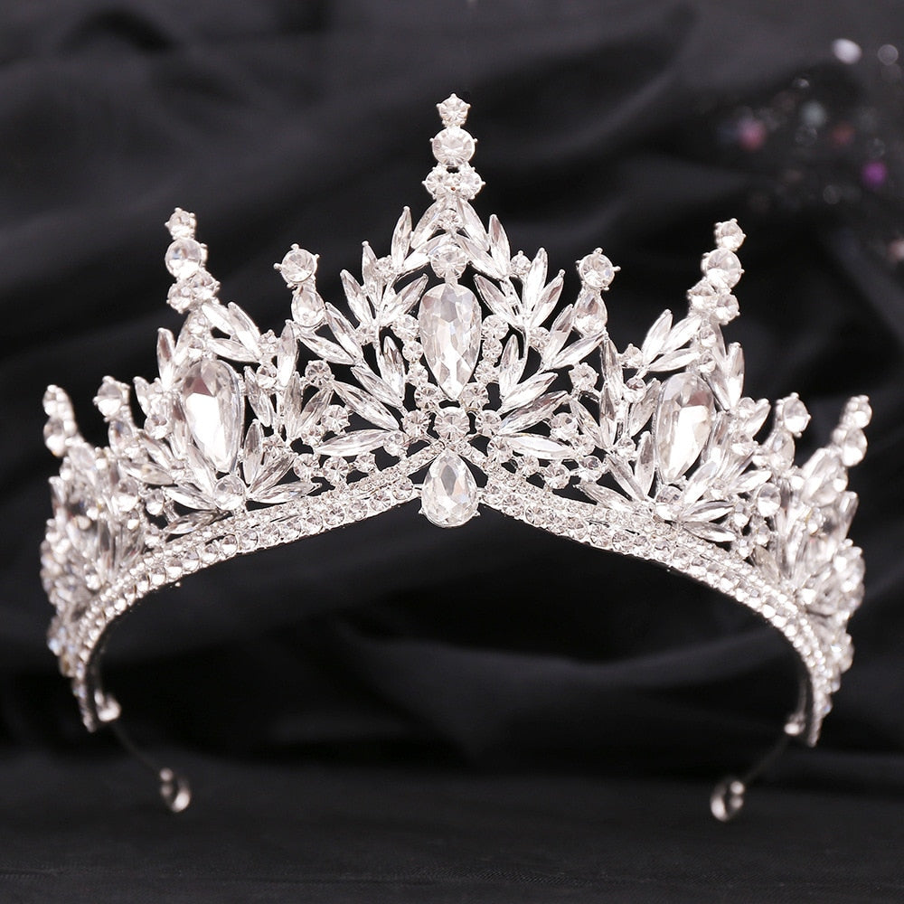 Just Be A Queen Crystal Leaves Tiaras for Quinceañeras or Brides - Elegant Headpiece for Your Occasion