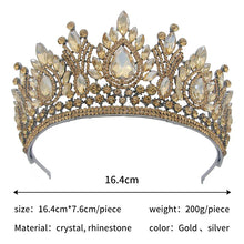 Load image into Gallery viewer, Rows of Crystal Baroque Tiara - for Quinceanera or Bridal Crown with Earrings
