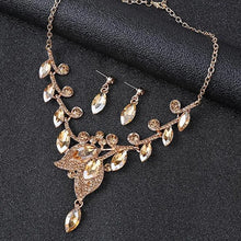 Load image into Gallery viewer, Luxury Leaf Design Crystal Rhinestone Necklace and Earrings Set for Special Occasions - Bridal - Quince - Party

