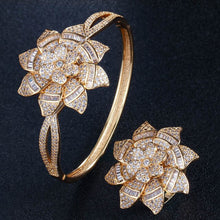Load image into Gallery viewer, Big Rose Flower Shape Bangle and Ring Sets - Bridal Party Gifts
