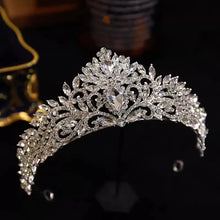 Load image into Gallery viewer, Exquisite Luxury Silver Tone Crystal Tiara-Bridal-Wedding Hair Accessory-Quinceanera-Crown
