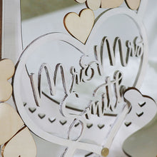 Load image into Gallery viewer, Personalized Romanza Rustic Mr and Mrs Wedding Wish Drop Double Heart Frame - A Guest Book Alternative
