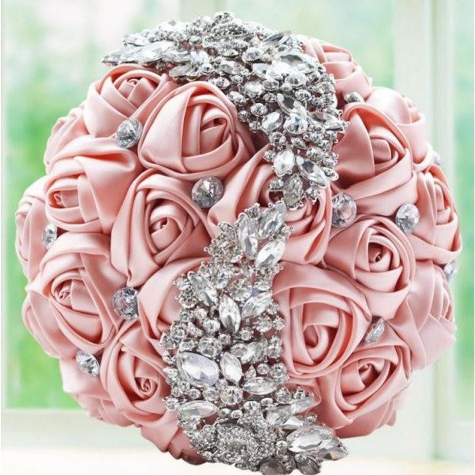 Ribbon Wedding Bouquets - Jewelry Silk Bridal Bouquets at The Event Lady