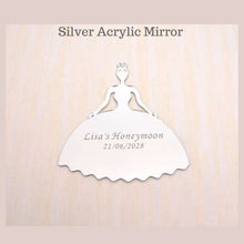 Load image into Gallery viewer, Personalized Gold or Silver Mirror Acrylic Wedding Bride or Quinceañera Silhouette Stickers
