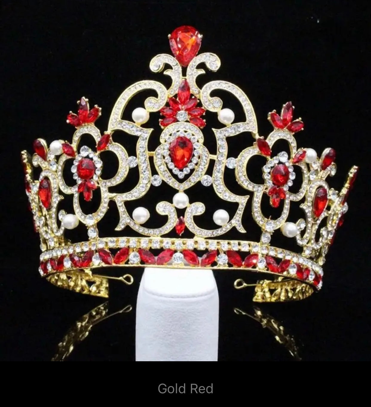 Queen Crystal Silver and Pearl Crown-Available Gold Also-Bridal