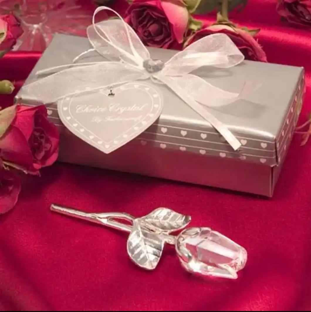 Lot of Fifty Pieces-Gift Boxed Crystal Rose Party Favor Keepsake