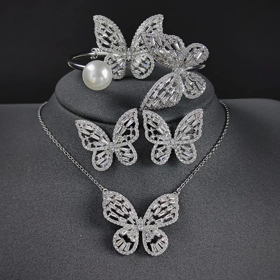 Fashion Rhinestone Butterfly Jewelry Set