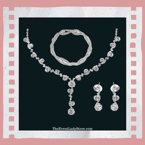 Cenmon Quinceañera Prom Pageant Party Necklace Earring Sets Jewelry Accessories - Set 01