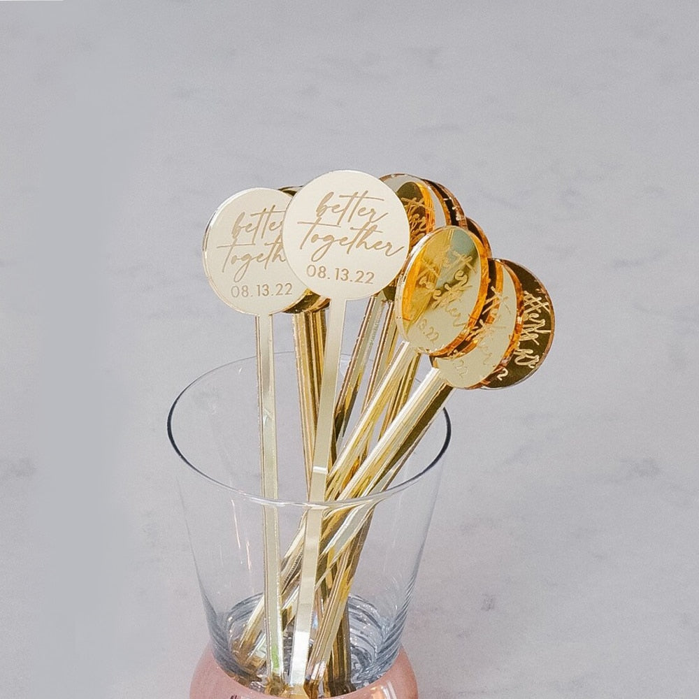 Personalized Acrylic Mirror Cocktail Drink Stirrers-Decorations-Party-for any  Special Event