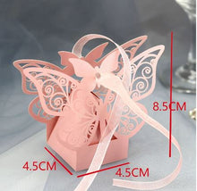 Load image into Gallery viewer, Butterfly Laser Cut Hollow Candy Boxes - Favors - Souvenier Chocolate Box With Ribbon
