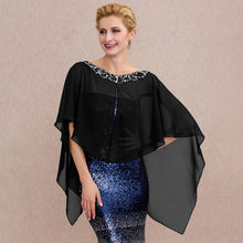Load image into Gallery viewer, A Touch of Shimmer Chiffon Shawl Evening Cover up- Bridal Shawl-Cape
