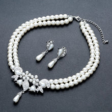 Load image into Gallery viewer, Pretty Dreamy Faux Pearl Jewelry Set with Necklace and Earrings 

