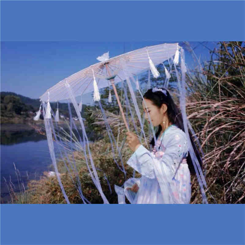Paper Silk Parasol - Decorative Umbrella for Bridal Shower or Baby Shower