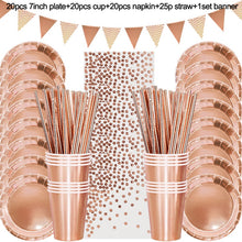 Load image into Gallery viewer, Rose Gold Party Disposable Tableware Sets- Wedding-Bachelorette-Shower Party Assorted Decorations
