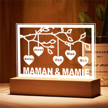 Load image into Gallery viewer, Personalized Family Tree Sign with LED USB Acrylic Night Light - Custom Laser Engraved

