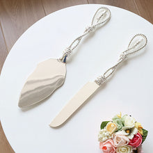 Load image into Gallery viewer, Elegant Stainless Steel Rope Design Personalized Wedding Cake Server Set
