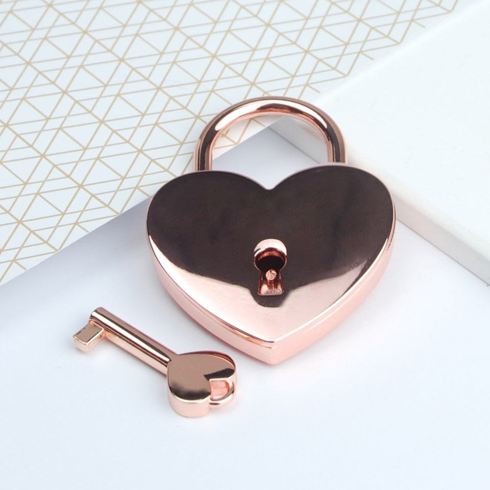 Custom Engraved Heart Shape Padlock with Key-Wedding Keepsake-Gift