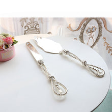 Load image into Gallery viewer, Elegant Stainless Steel Rope Design Personalized Wedding Cake Server Set
