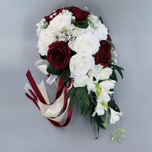 Load image into Gallery viewer, Wedding Artificial Hand Tied Rose Bride Bouquet - Cascade Style
