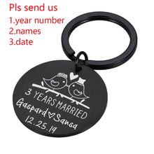 Load image into Gallery viewer, Years Married Anniversary Personalized Keychain-Customized with Name Date Key Ring Gift
