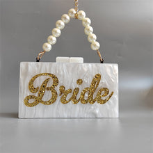 Load image into Gallery viewer, White Acrylic Pearl Shell Look Luxury Bridal Clutch - Fancy Brides Purse
