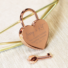 Load image into Gallery viewer, Custom Engraved Heart Shape Padlock with Key-Wedding Keepsake-Gift
