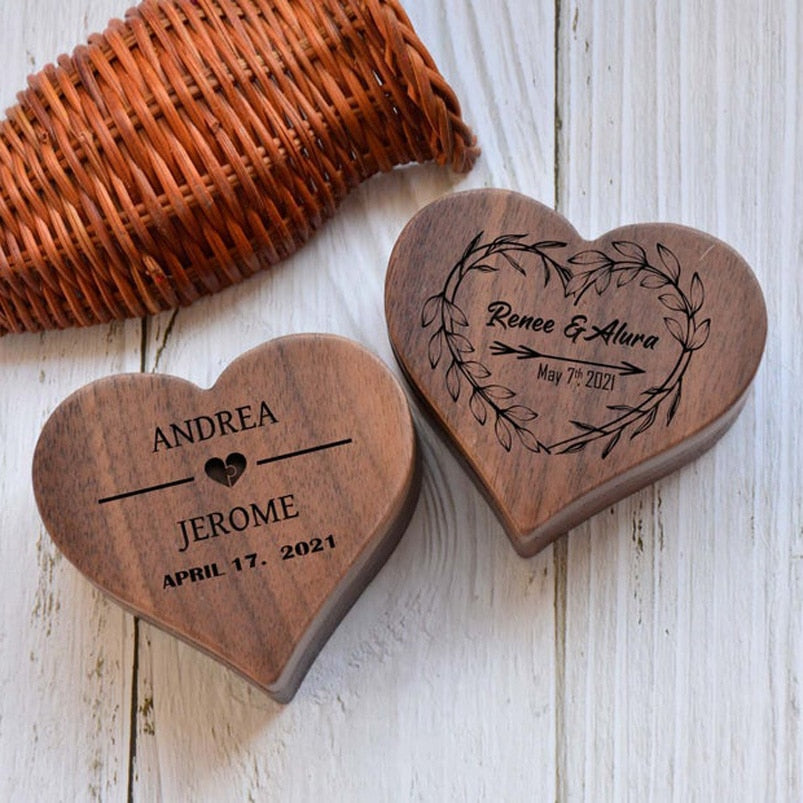 Engraved Wooden Ring Box in Walnut Wood Tone for Any Special Occasion especially Wedding Day