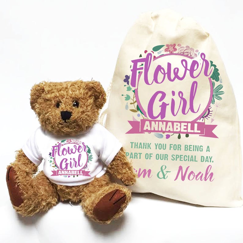 Personalized Bridal Party Teddy Bears - Flower Girl - Ring Boy- Bridesmaids