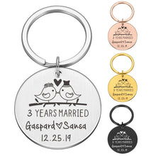 Load image into Gallery viewer, Years Married Anniversary Personalized Keychain-Customized with Name Date Key Ring Gift
