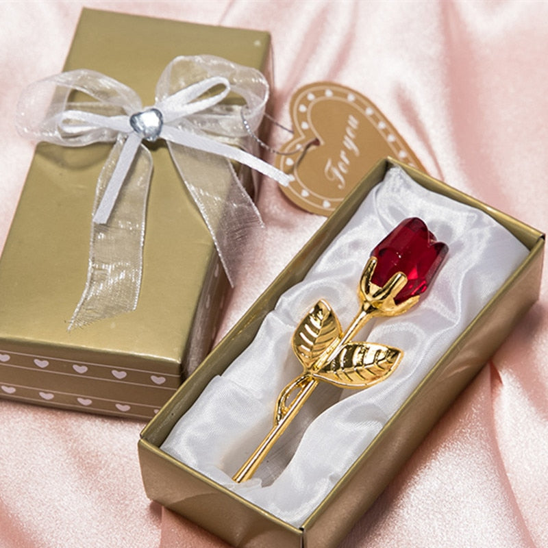 Crystal Glass Rose Favor-Wedding Gift-Flower Keepsake