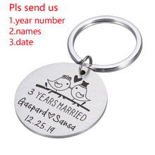 Load image into Gallery viewer, Years Married Anniversary Personalized Keychain-Customized with Name Date Key Ring Gift
