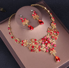 Load image into Gallery viewer, Rose Ruby Red Vintage Rhinestone Tiara and Jewelry Set
