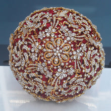 Load image into Gallery viewer, Super Luxurious Crystal Brooch Adorned Silk Ribbon Wedding Bouquet for Bride-Ramo De Novia-Ramo de Quinceanera

