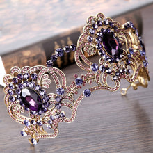 Load image into Gallery viewer, Baroque Magnificent Crystal Amethyst Tone Rhinestone Tiara
