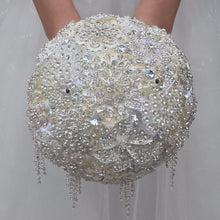 Load image into Gallery viewer, Designer Luxury Rhinestone Brooch Silver Crystal Bouquet for Bride - Wedding Flowers Ramos - De Novia Wedding - Ramo de Quinceanera
