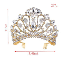 Load image into Gallery viewer, Her Royal Tiara-Rhinestone Headpiece with Comb for Wedding - Beauty Pageant Crown - Prom - Quinceanera
