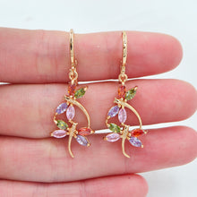 Load image into Gallery viewer, Fashion Gold Color Cubic Zirconia Romantic Dragonfly Dangle Earrings
