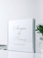 Load image into Gallery viewer, Personalized Fancy Acrylic Mirror Look Guest Book in Gold or Silver
