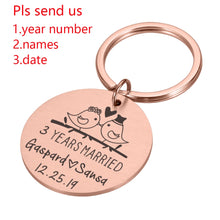 Load image into Gallery viewer, Years Married Anniversary Personalized Keychain-Customized with Name Date Key Ring Gift
