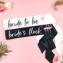 Load image into Gallery viewer, Flamingo Bride to Be Sash - Bridesmaid Sash-Brides Flock-for Bachelorette Night Out or Bridal Shower
