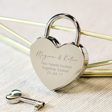 Load image into Gallery viewer, Custom Engraved Heart Shape Padlock with Key-Wedding Keepsake-Gift
