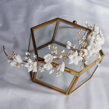 Load image into Gallery viewer, White Floral Porcelain Ceramic and Pearl Tiara-Crown
